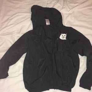 rip n dip cat middle finger windbreaker jacket